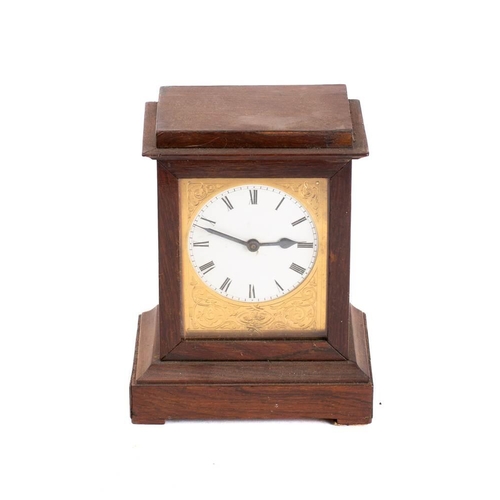 349 - A late 19th century French rosewood mantel clock: the white enamel dial with Roman numerals, 16.5cm ... 