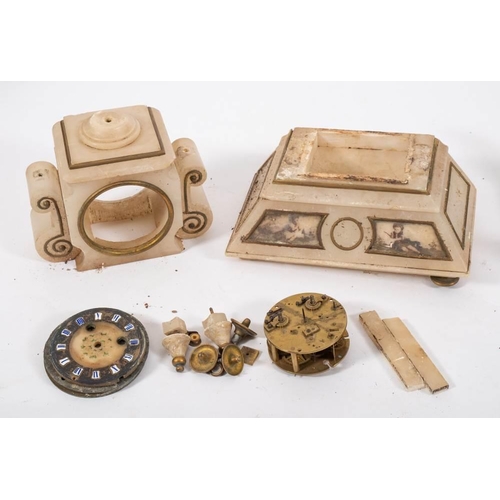 354 - A white onyx Edwardian French clock case and associated eight-day duration movement stamped Hy. Marc... 