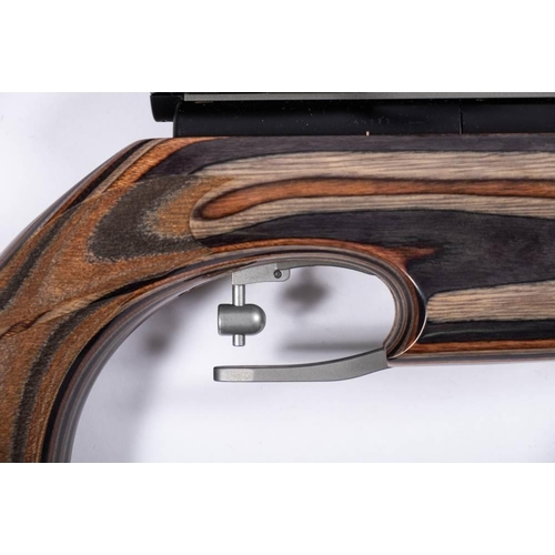 464 - An Air Arms HFT 500 .177 PCP air rifle; serial number 145171,  moderator, laminate stock with adjust... 