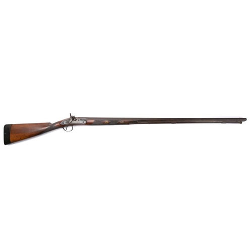 497 - A 19th century 10-bore single barrel percussion cap conversion fowling gun by Hawkes, Hull:,the 43 i... 