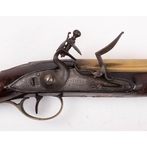 506 - A late 18th century light weight brass barrelled blunderbuss by Griffin & Tow, London:, the 16 inch ... 