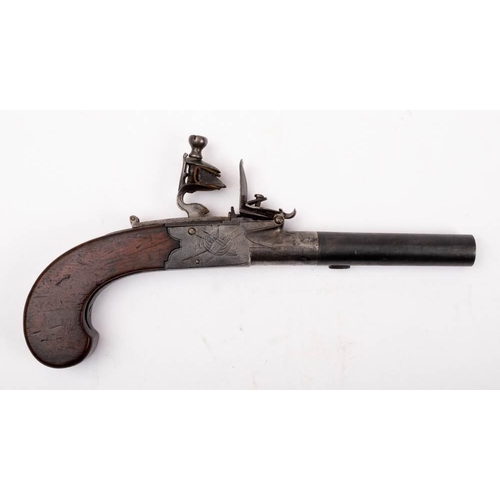 508 - An early 19th century boxlock flintlock pistol by Hamelin, Kingsbridge: the plain 4 inch turn off ba... 