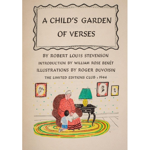 132 - STEVENSON, Robert Louis - A Child's Garden of Verses. Lithograph illustrations by Roger Duvoisin han... 