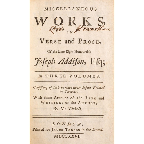 135A - ADDISON, Joseph - Miscellaneous Works, in Verse and Prose ... with some account of the life and writ... 