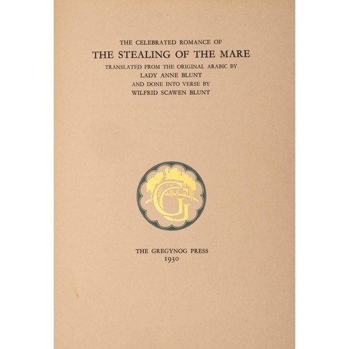 14 - GREGYNOG PRESS The Celebrated Romance of the Stealing of the Mare Newtown: Gregynog Press, 1930. Tra... 