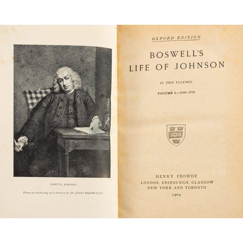 164 - BINDINGS : Boswell's Life of Johnson, 2 vols, cont. quarter vellum with morocco labels, 8vo, Oxford ... 