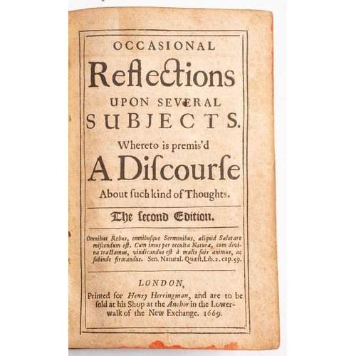 175 - BOYLE, Robert - Occasional Reflections upon Several Subjects. Whereto is premis'd a Discourse about ... 