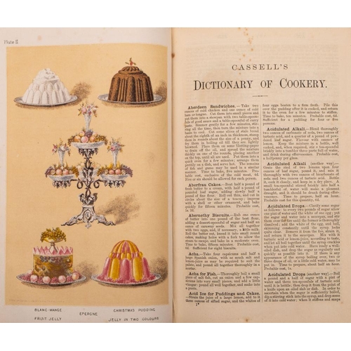 182 - CASSELL'S Dictionary of Cookery, with Numerous Engravings ...  colour plates, half calf, stout 8vo, ... 