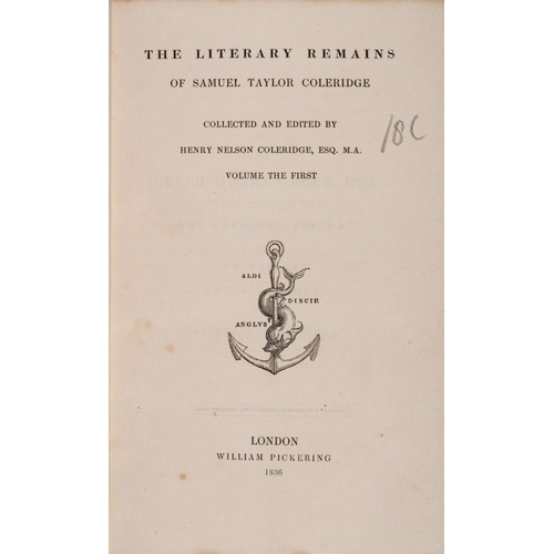 192 - COLERIDGE, Samuel Taylor : The Literary Remains of Samuel Taylor  Coleridge. Collected and Edited by... 