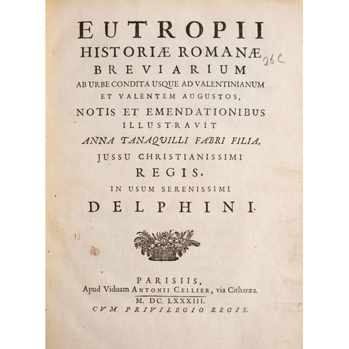 206 - EUTROPIUS : Eutropii Historiae Romanae Breviarium Ab Urbe Condita Usque Ad Valentinianum et Valentem... 