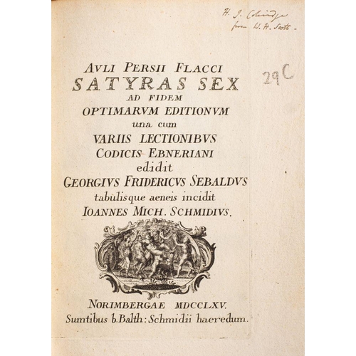 208 - [FLACCUS, Aulus Persius] - FLACCI, Auli Persii Satyras Sex ad Fidem Optimarum Editionum una cum Vari... 