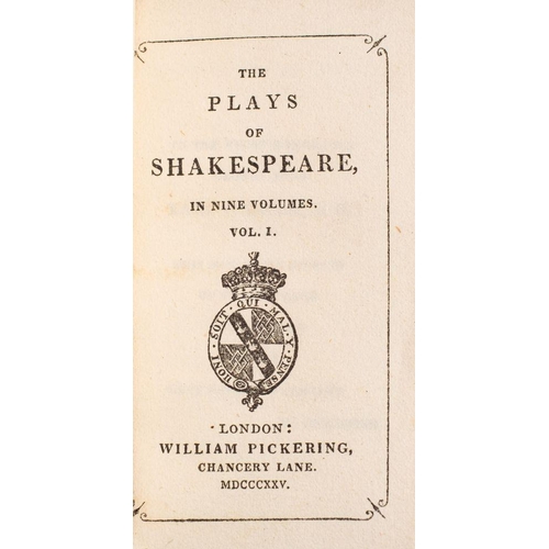 248 - PICKERING Diamond Classics - The Plays of Shakespeare : 8 only of 9 volumes, 80 x 50 mm, org. crimso... 