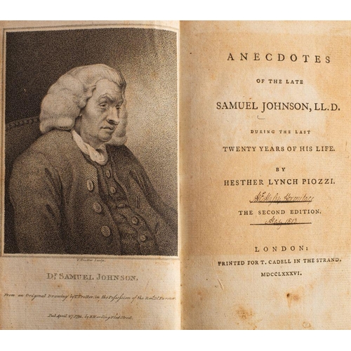 255 - PIOZZI, Hester - Anecdotes of the late Samuel Johnson, LL.D. During the last twenty years of his lif... 