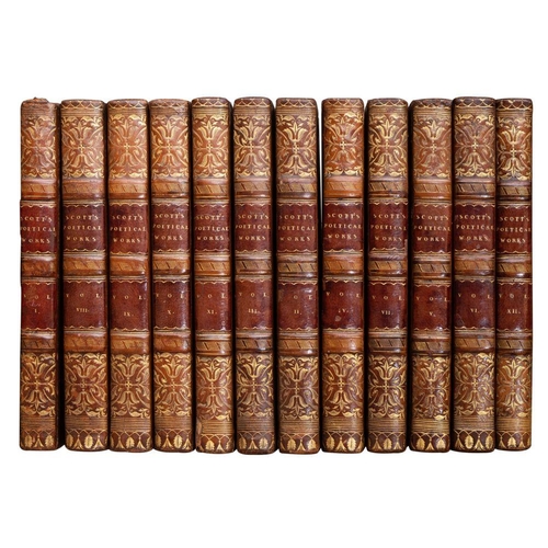 262 - SCOTT, Walter - The Poetical Works, 12 vols, attractive cont. full calf, port. frontis, small 8vo. E... 