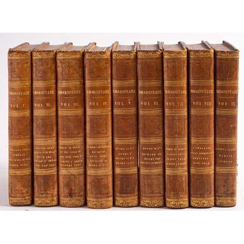 266 - SHAKSPEARE, William : The Plays - 9 volume set, full calf neatly rebacked, plates, 8vo, London, 1805... 