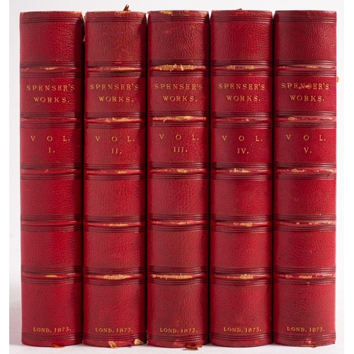 269 - SPENSER, Edmund : The Works ... edited by John Payne Collier - 5 vol. set, full crimson morocco, a l... 