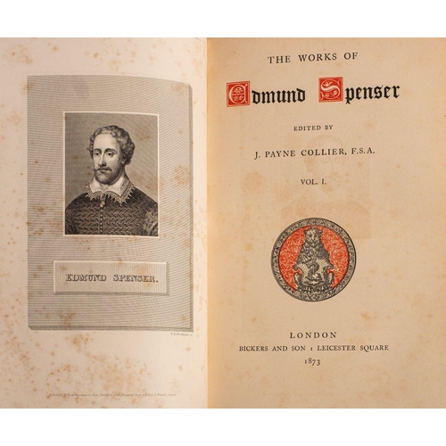 269 - SPENSER, Edmund : The Works ... edited by John Payne Collier - 5 vol. set, full crimson morocco, a l... 