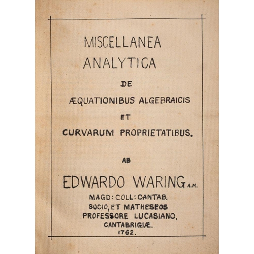 283 - WARING, Edward - Miscellanea Analytica, de aequationibus Algebraicis, et Curvarum Proprietatibus : f... 