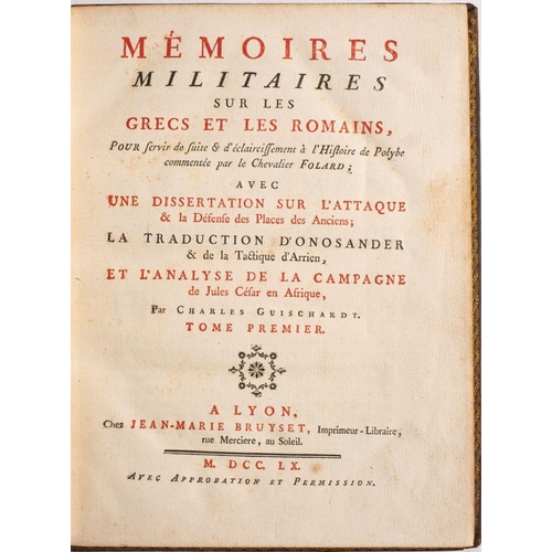 320 - GUISCHARDT, Charles - Memoires Militaires sur les Grecs et les Romains ... Vol. one only, 15 engrave... 