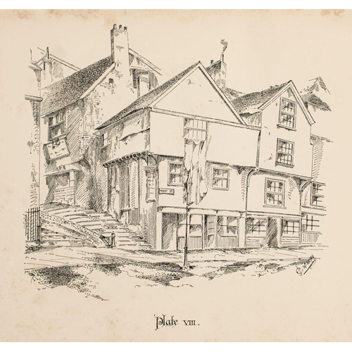 354 - CROKER, James. Sketches of Old Exeter : 60 plates. Half vellum in d/w. Folio. one loose page. No dat... 