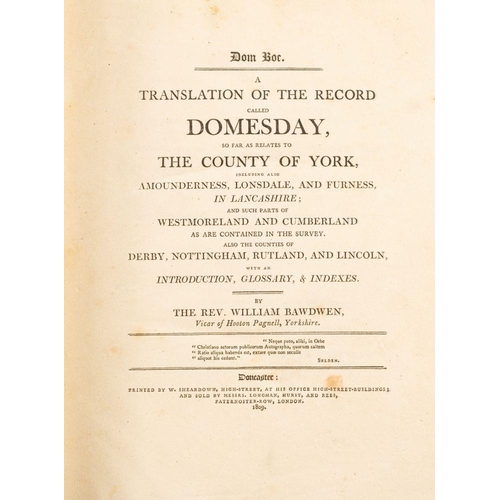 359 - DOMESDAY BOOK : A Translation of the Record called Domesday, so far as relates to The County of York... 