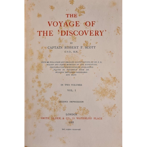 384 - SCOTT, Captain Robert F. The Voyage of the 'Discovery'. 2 vols. Org. blue gilt cloth. Double-page ma... 