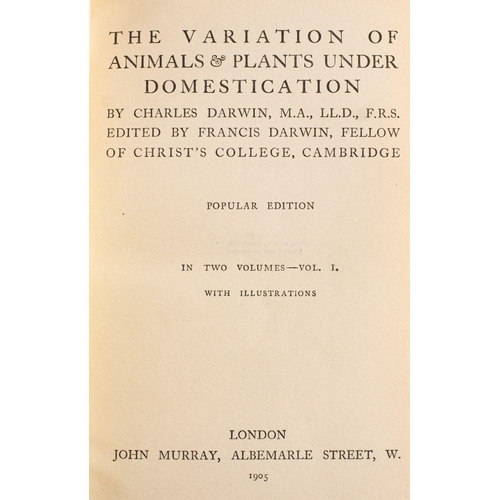 408 - DARWIN, Charles - The Variety of Animals and Plants Under Domestication : 2 vols, 24 plates, attract... 