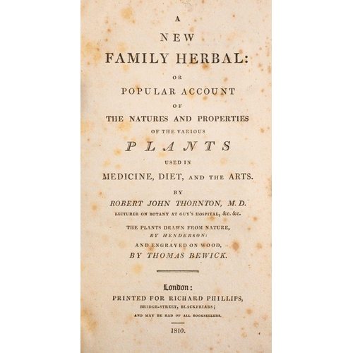 430 - THORNTON, Robert John - A New Family Herbal : wood engravings by Thomas Bewick, rebound half calf co... 