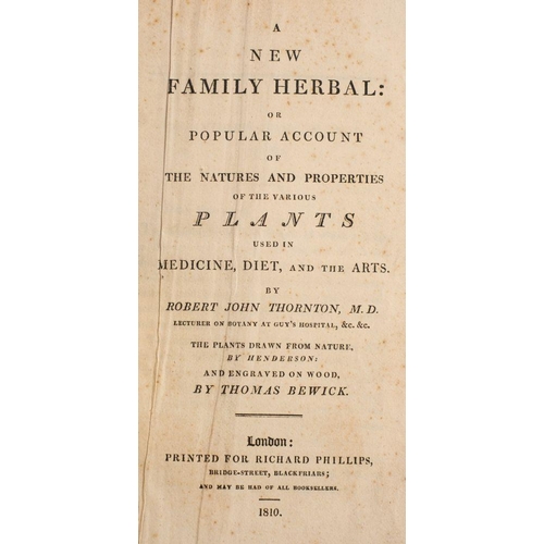 430 - THORNTON, Robert John - A New Family Herbal : wood engravings by Thomas Bewick, rebound half calf co... 