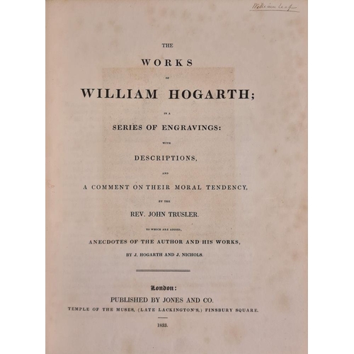 45 - HOGARTH : The Works of William Hogarth; in a series of engravings ... 2 vols, half calf rebacked wit... 