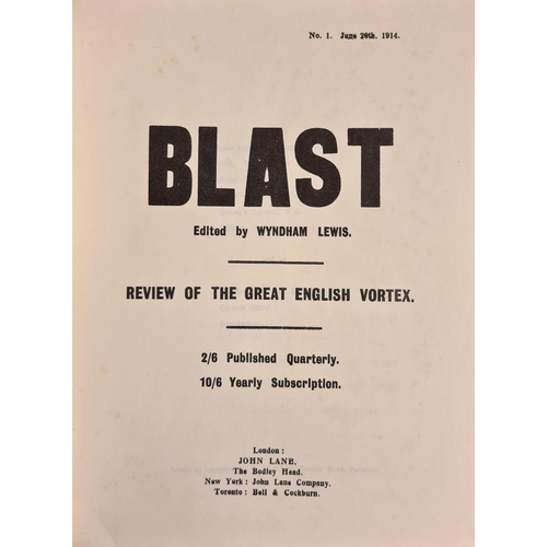 50 - LEWIS, Wyndham :  (editor) Blast Review of the Great English Vortex. No. 1. June 29th, 1914. cloth. ... 