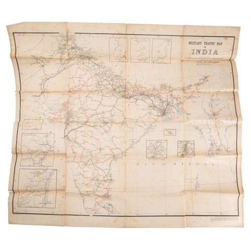 556 - SURVEY OF INDIA - A Military Traffic Map of India : large map on paper and folded with a few short t... 