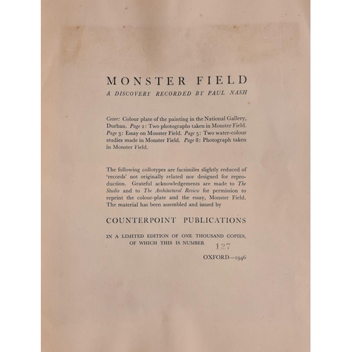 56 - NASH, Paul - Monster Field A Discovery Recorded by Paul Nash. 8 pages. Org. card covers with coloure... 