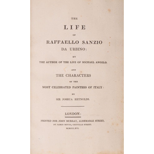 62 - REYNOLDS, John - The Life of Raffaello  Urbino: etc. half green morocco, 1816 . With an odd volume o... 