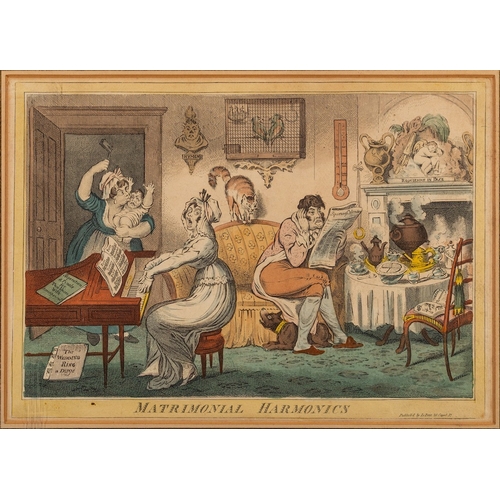 547 - SATIRICAL/CARICATURES : ' Matrimonial Harmonics' Coloured print published by Le Petit, 335 x 225 mm,... 