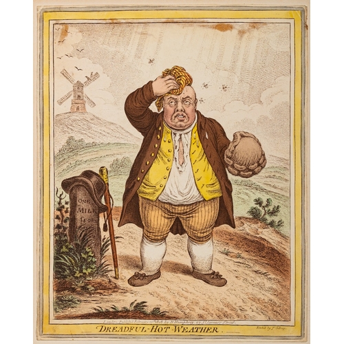 548 - SATIRICAL/CARICATURES : 'Dreadful Hot Weather,' by James Gillray, published by H. Humphrey, 1808. Wi... 