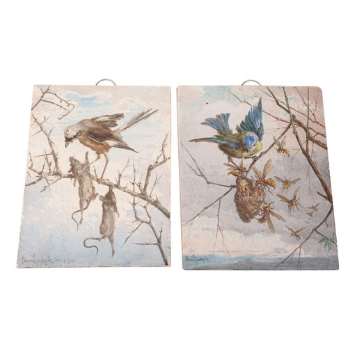 172 - Two late 19th century pottery wall tiles, probably Minton, painted by Edouard Rischgitz [1828-1909] ... 