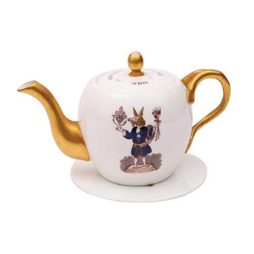 299 - A Victorian china Trusty Servant teapot, late 19th century; by Hayter & Stickland; of 'bullet' form,... 