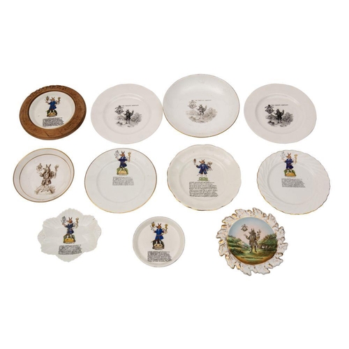 316 - Eleven various china Trusty Servant plates and dishes, late 19th /early 20th century; all transfer p... 