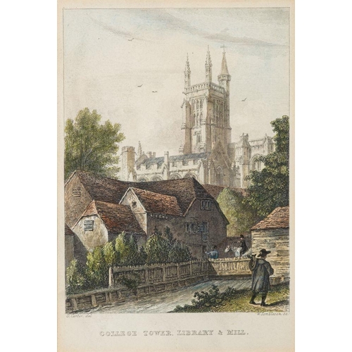 318 - After JC Stadler, 19th century, Winchester College, a pair of hand coloured engravings entitled 'Fro... 