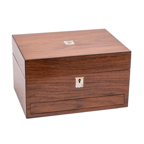 360 - A 19th century mahogany dressing box of rectangular outline, the hinged lid with sprung mirror panel... 