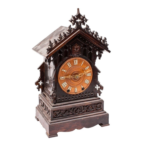 654 - A Victorian Black Forest cuckoo mantel clock,  the eight-day duration, double-fusee movement strikin... 