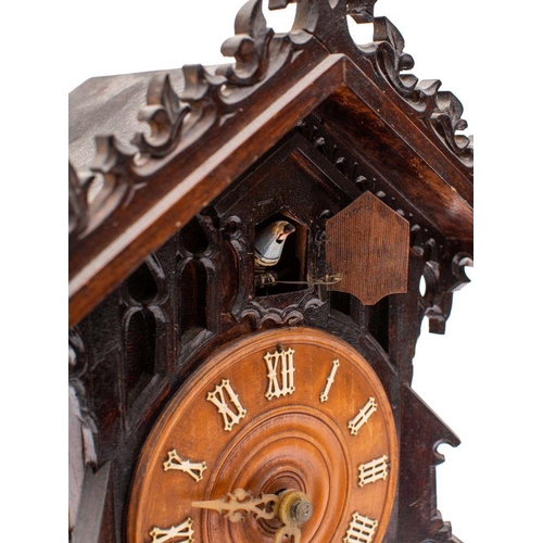 654 - A Victorian Black Forest cuckoo mantel clock,  the eight-day duration, double-fusee movement strikin... 