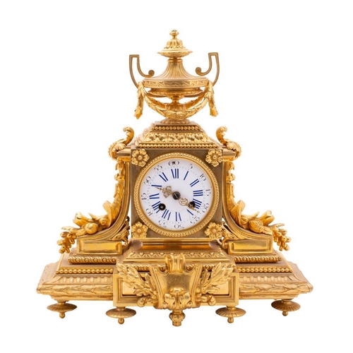 658 - A French ormolu mantel clock,  the eight-day duration movement striking the hours on a bell with the... 