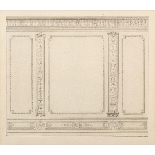 751 - John Dibblee Crace (British, 1838-1919) Five architectural drawings Pencil on paper To include; A de... 