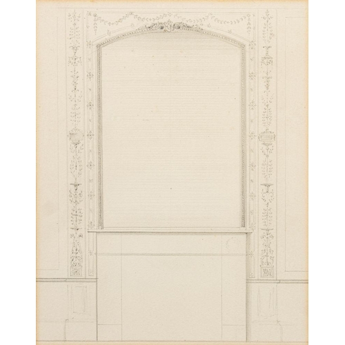 751 - John Dibblee Crace (British, 1838-1919) Five architectural drawings Pencil on paper To include; A de... 