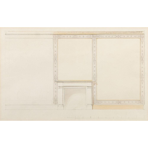 751 - John Dibblee Crace (British, 1838-1919) Five architectural drawings Pencil on paper To include; A de... 