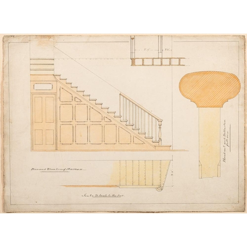 752 - British School, late 19th / early 20th century Design for a Corinthian temple by William Round penci... 