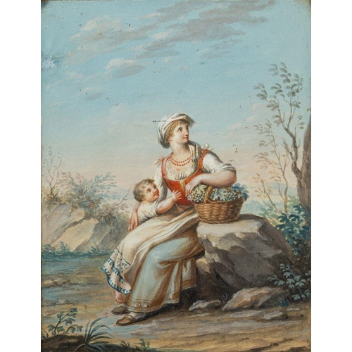 759 - Circle of Saverio della Gatta (Naples, circa 1758-1829) Shepherd and Shepherdess; a pair each in a r... 