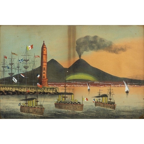 761 - Neapolitan School (late 19th century) in the style of Girolamo Gianni Two views of Vesuvius erupting... 